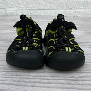 KEEN Kids Newport H2 Sandals Kid SZ 8 Black Lime Green Hiking Waterproof Lace Up
